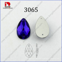 Factory Direct Sale Drop Purple Velvet Sew on Facets Glass Rhinestone